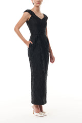 Jacquard V-Neck Column Dress