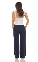 Textured Ribbed Drawstring Pants in Navy