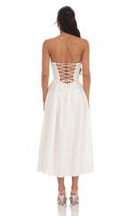 Sheen Empire Waist Midi Dress in Ivory