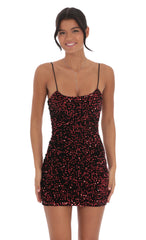 Velvet Red Sequin Bodycon Dress Black