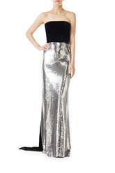 Strapless Sequin Velvet Gown