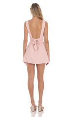 V-Neck Fit and Flare Dress in Pink