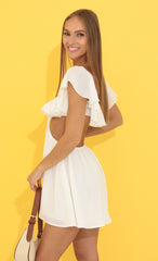 Cutout Ruffle Dress in White