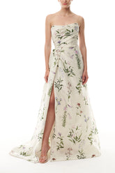 Floral Gazar Draped Gown