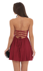 Strapless Bubble Dress in Maroon