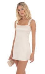 Satin Shift Dress in Champagne