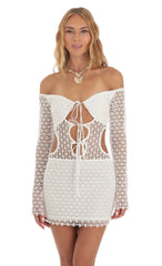 Crochet Cutout Dress in White