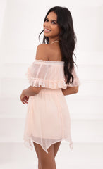Strapless Chiffon Dress in Pink