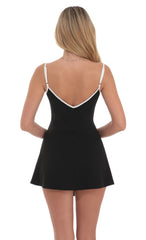 Outline Front Tie Dress in Black