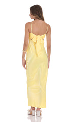 Satin Back Tie Maxi Dress in Yellow