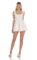 Floral Fit and Flare Dress in White