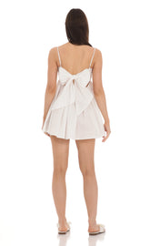 Babydoll Back Bow Dress in White