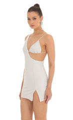 Shimmer Bust Cutout Dress in White