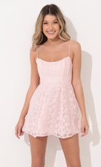 A-line dress in Floral Pink
