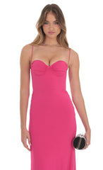 Open Back Mermaid Maxi Dress in Magenta