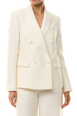 Double-Breasted Tuxedo Jacket - Silk White