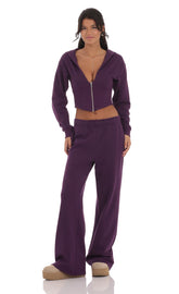 Back Pocket Straight Sweatpants in Purple