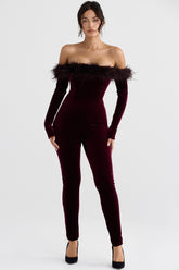 black cherry velvet jumpsuit