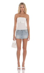 Strapless Buckle Top in White
