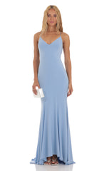 Open Back Maxi Dress in Blue
