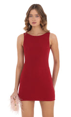 High Neck Open Back Dress in Red