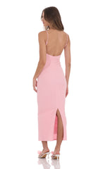 Crinkle Bodycon Maxi Dress in Pink