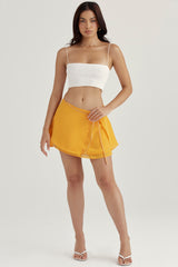 tangerine floaty layered mini skirt