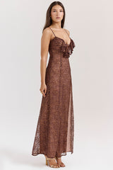 espresso lace maxi dress