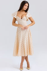 cream tea broderie anglais midi dress