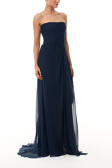 Ocean Chiffon Draped Gown