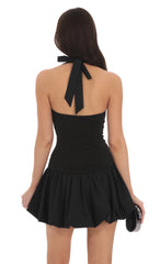 Halter Bubble Dress in Black