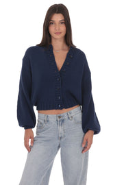 Chunky Knit Cardigan in Blue