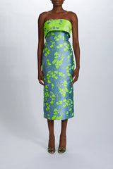 Floral Jacquard Tea-Length Dress