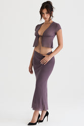 dark mauve bias cut maxi skirt