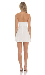 Bow Cutout Strapless Dress in White