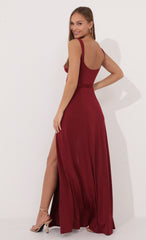 Front Tie Maxi Dress in Red