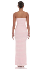 Strapless Ruffle Maxi Dress in Pink