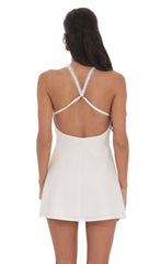 Pearl Halter Dress in White