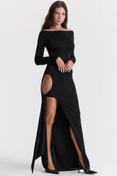 black cutout maxi dress