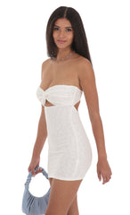 Textured Floral Cutout Dress in White