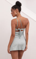 One Shoulder Dress in Sparkling Aqua