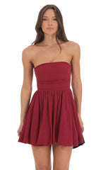 Strapless Bubble Dress in Maroon