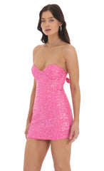 Sequin Strapless Bodycon Dress in Hot Pink