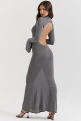 steel metallic maxi dress