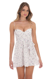 Floral Corset A-line Dress in White