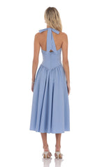 Halter Midi Dress in Light Blue