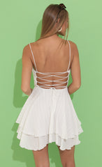 Striped Flare Dress in White