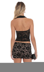 Lace Mini Skirt in Black