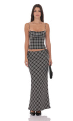 Plaid Ruched Bust Top in Black