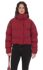 Puffer Jacket in Deep Red